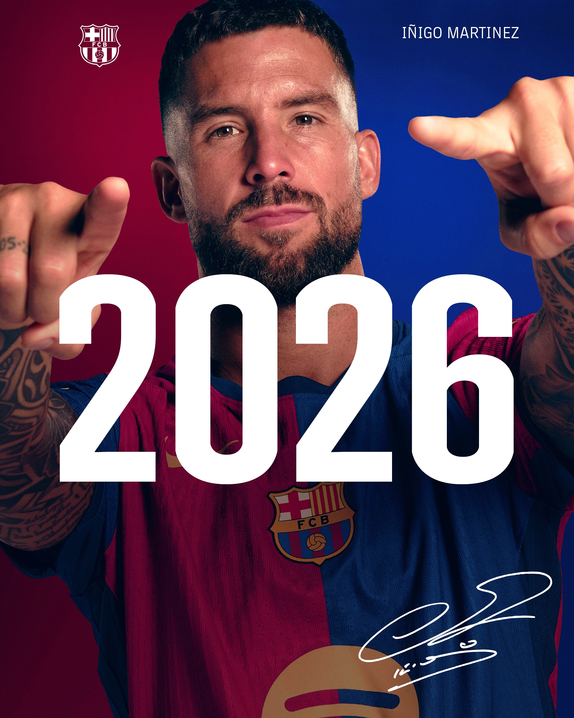 官方:巴萨与中卫伊尼戈-马丁内斯续约至2026年